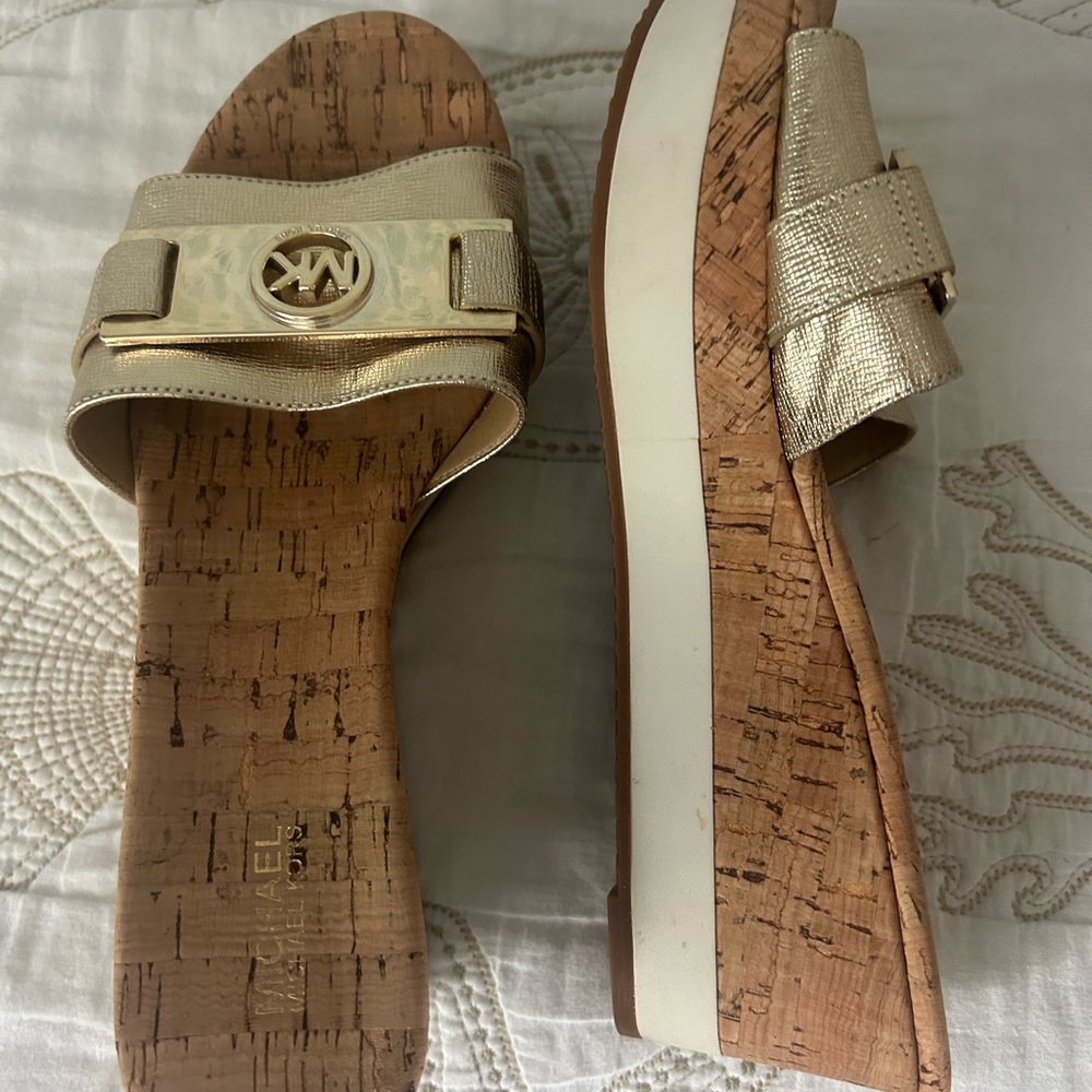 Michael Kors Gold Slide Sandals - Picture 3 of 3